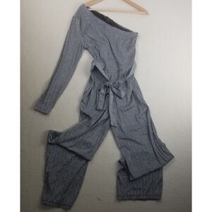 AX Paris Women's 12 One Shoulder Silver sparkle Jumpsuit Wide Leg Silver knit‎